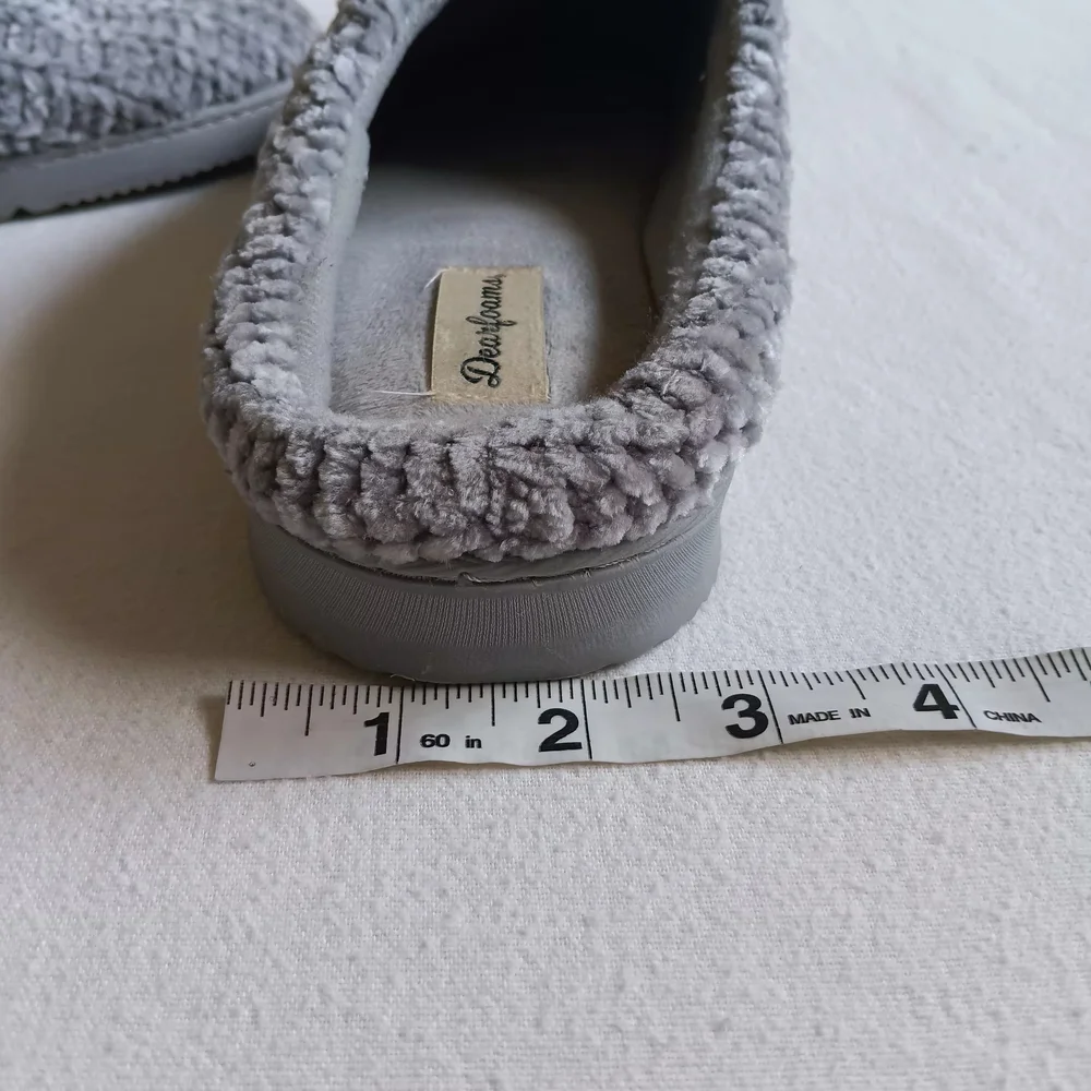 Dearfoams Men Sz XL 9-10 Soft Gray Slippers